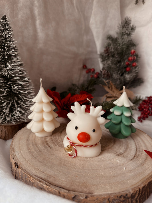 Bougie sapin fait main en cire d’olive coloris au choix