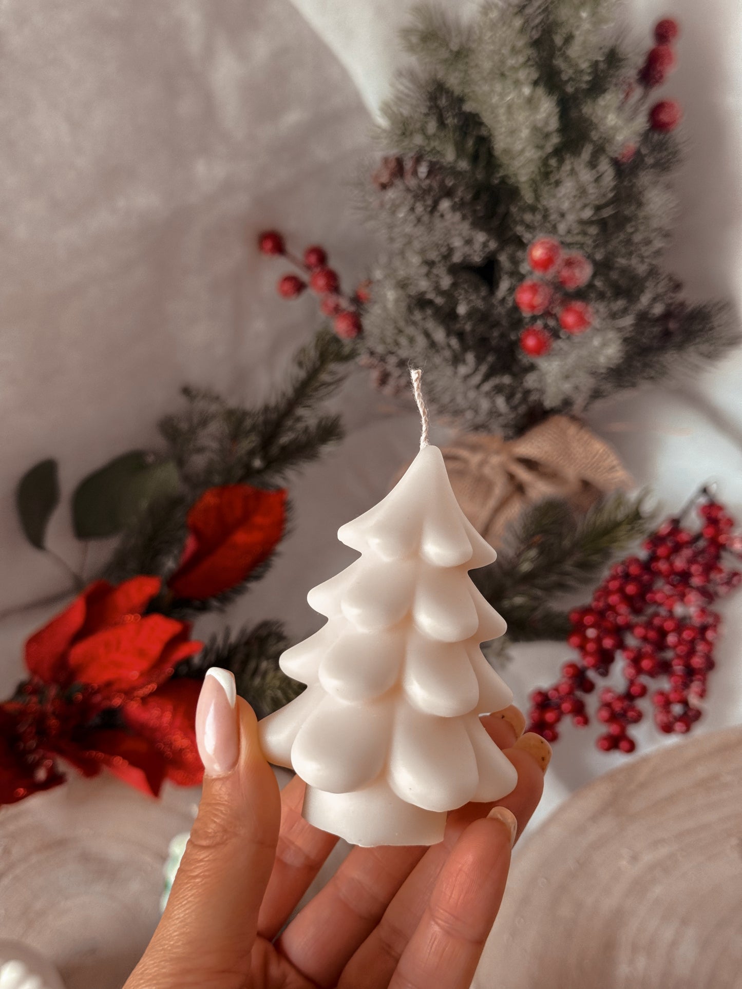 Bougie sapin fait main en cire d’olive coloris au choix