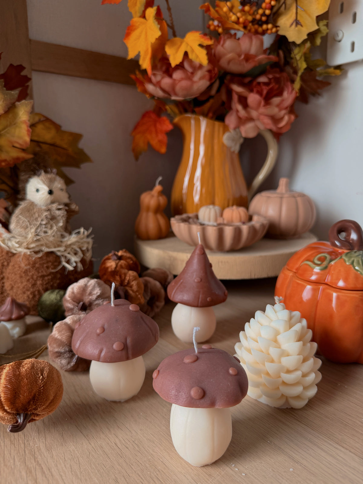Bougie Champignon fait main en cire d'olive taille au choix senteur automne gourmand