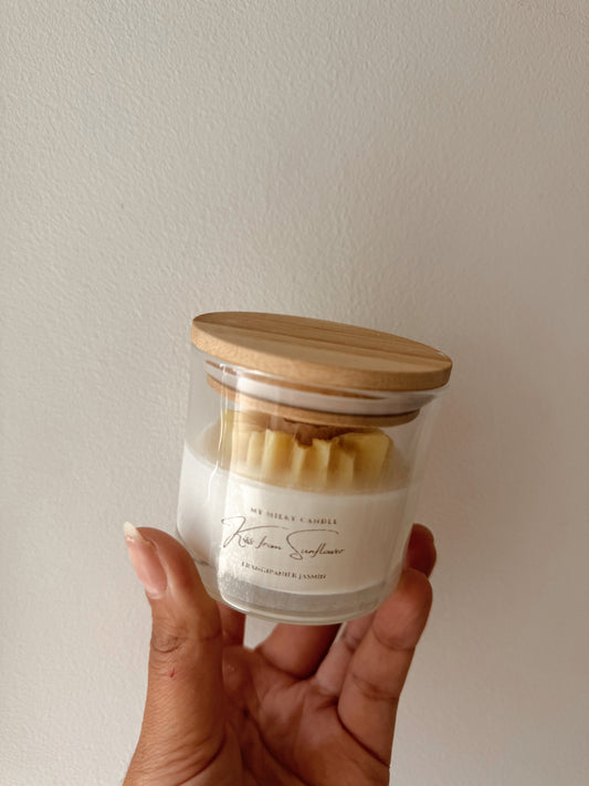Bougie tournesol en verre