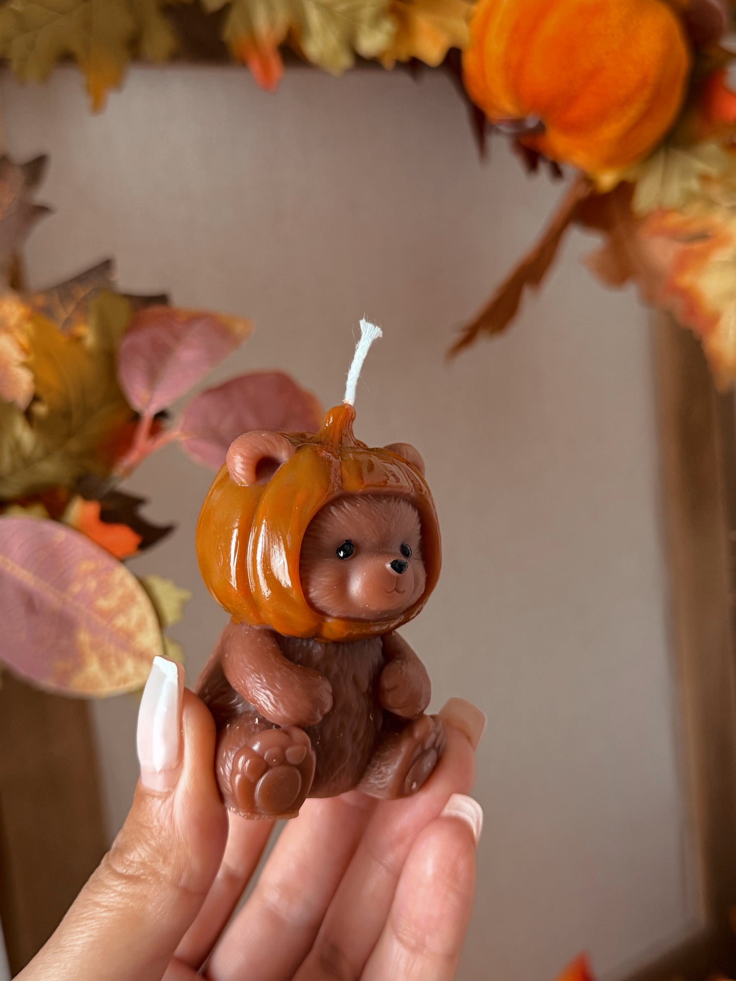 Bougie Nounours citrouille coloris au choix senteur Automne gourmand