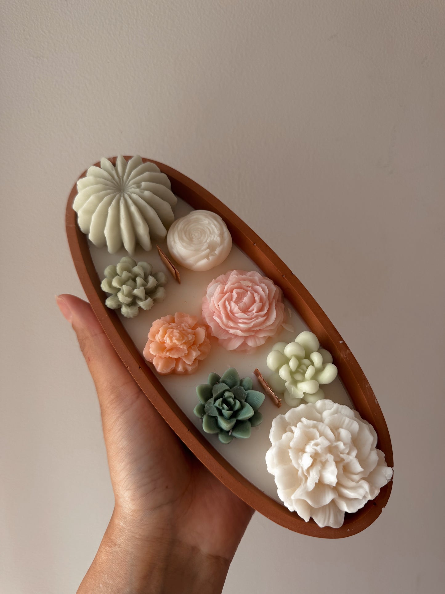 Bougie Centre de table terrarium parfum clémentine monoï