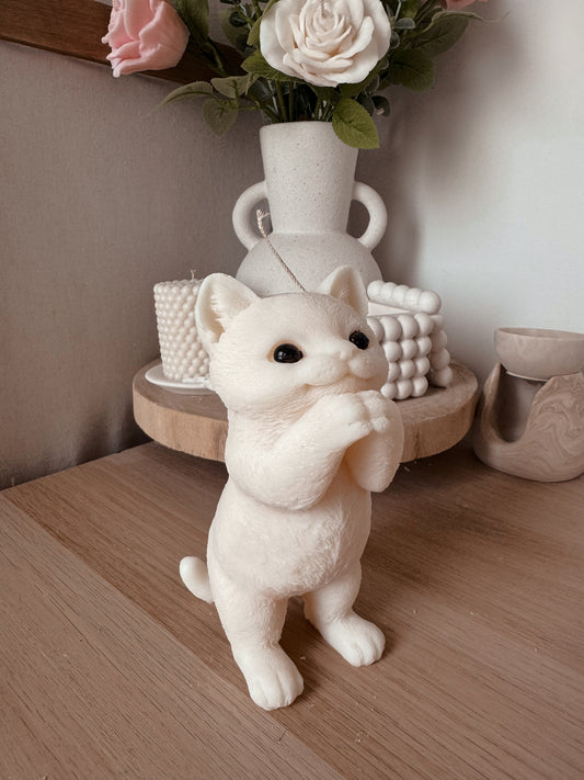 Bougie énorme chaton debout senteur vanille