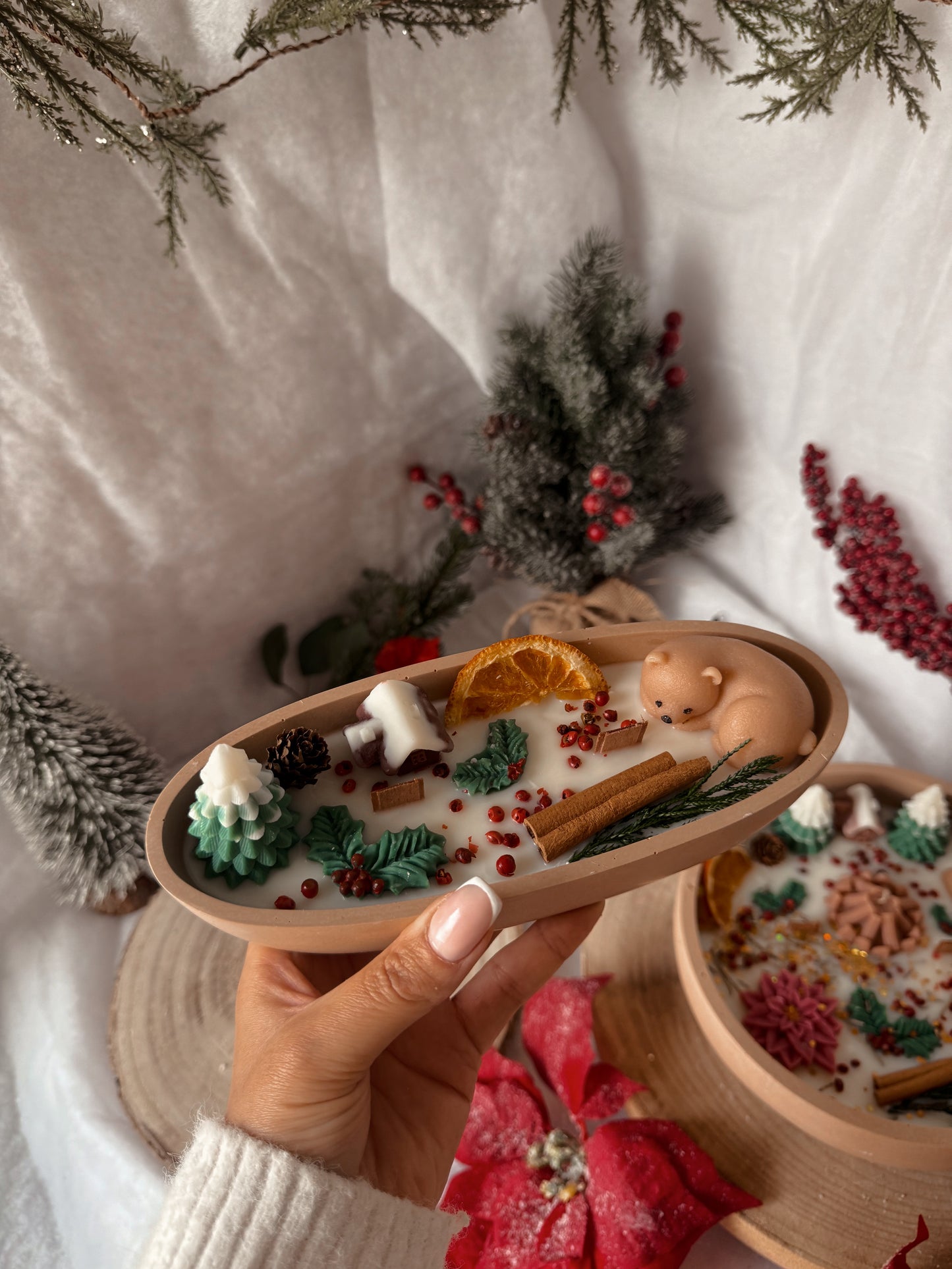 Bougie Centre de table édition limitée Noël Traditionnel senteur pomme cannelle