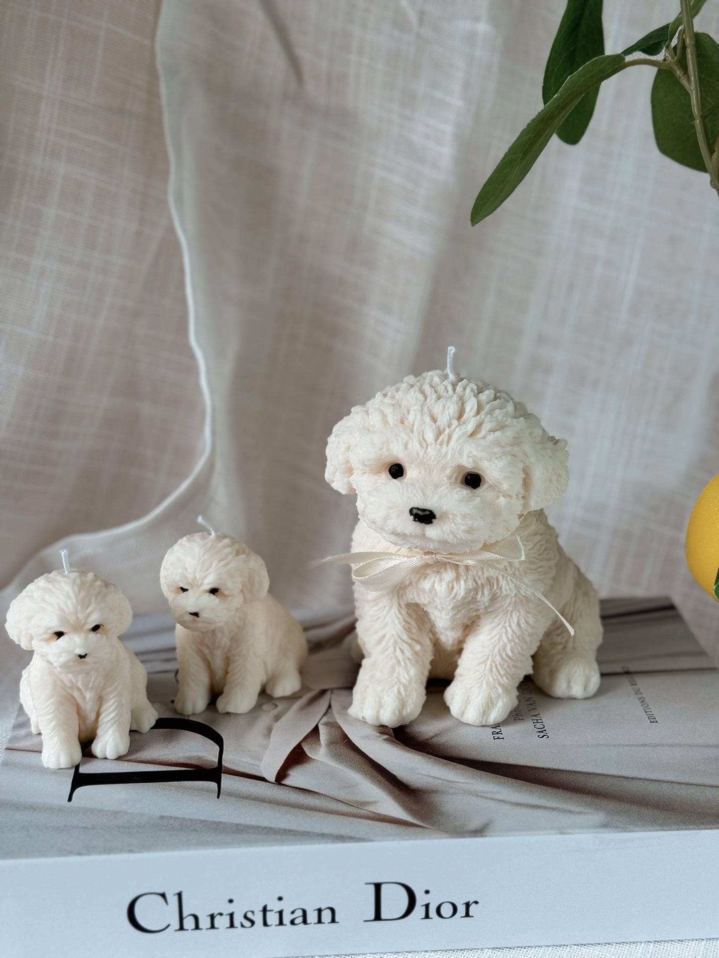 Bougie Puppy family fait main en cire de soja coloris au choix