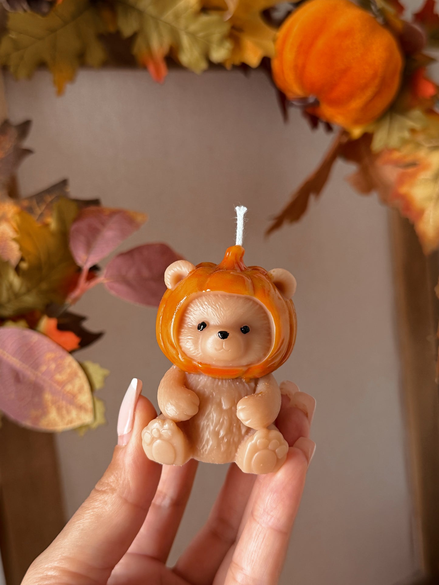 Bougie Nounours citrouille coloris au choix senteur Automne gourmand