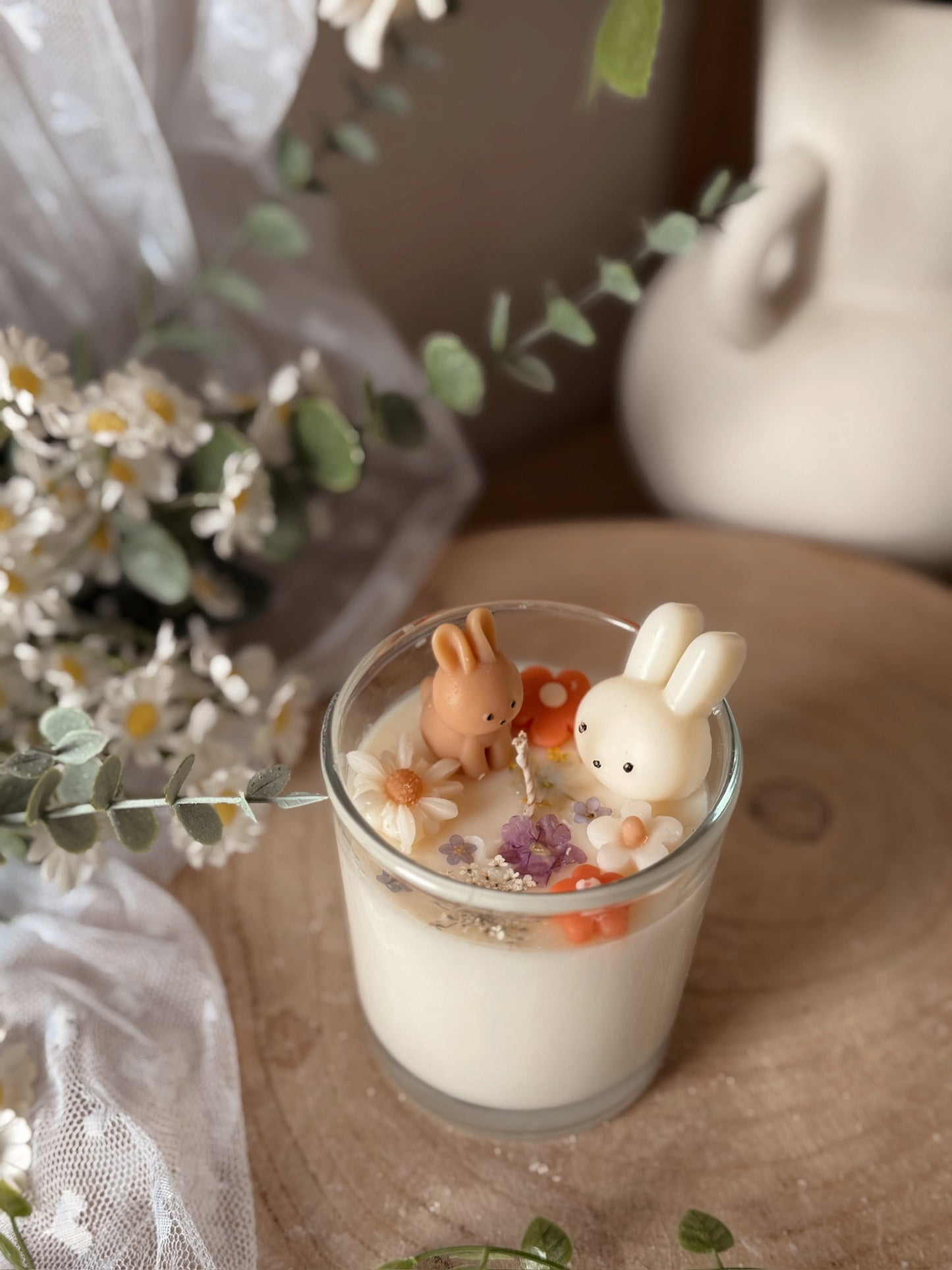 Bougie en verre Pâques multicolore senteur coquelicot