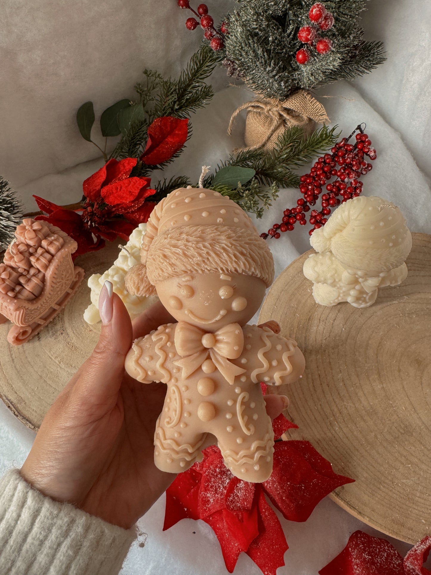 Bougie grand pain d’épice fait main en cire d’olive coloris au choix