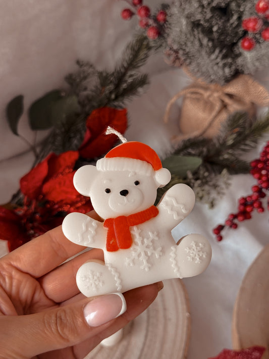 Bougie Monsieur nounours écharpe coloris au choix