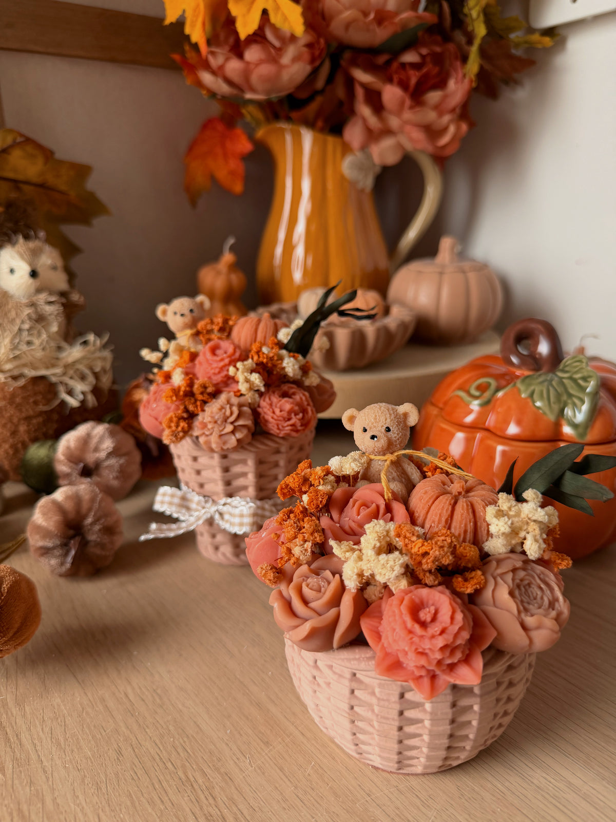 Bouquet de fondants parfumés édition automne panier fait main en jesmonite senteur automne gourmand