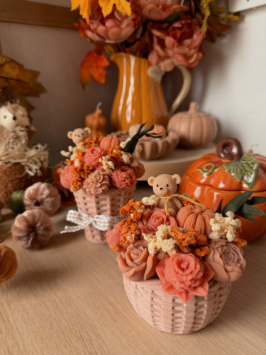 Bouquet de fondants parfumés édition automne panier fait main en jesmonite senteur automne gourmand