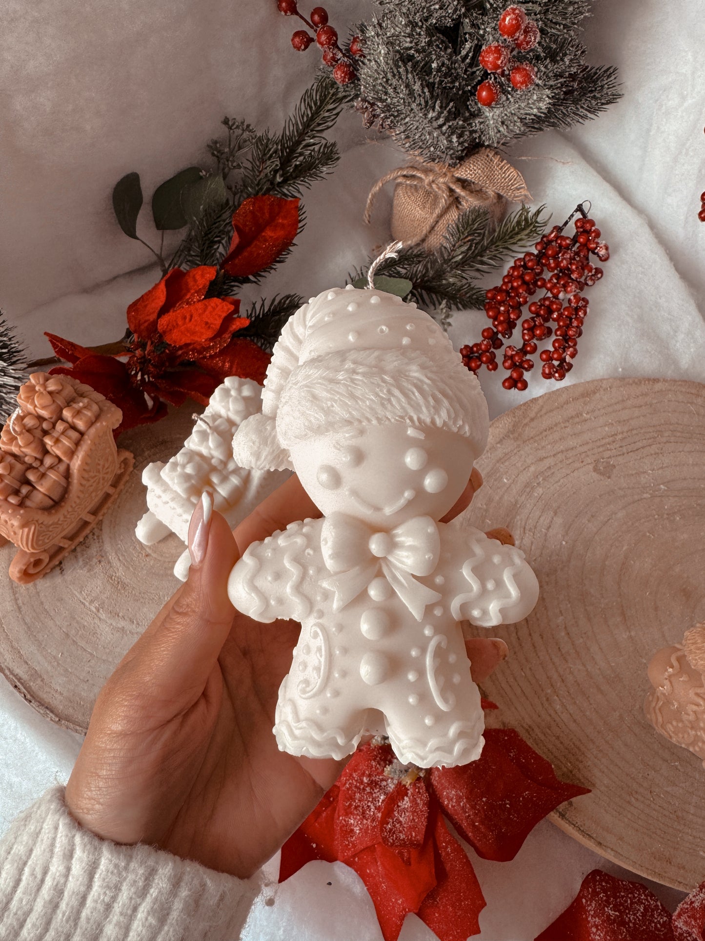 Bougie grand pain d’épice fait main en cire d’olive coloris au choix