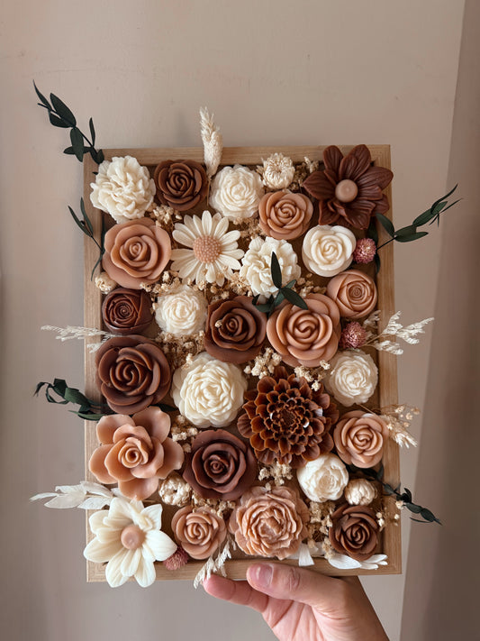 Tableaux de fleurs de cire d'olive Parfumées terracotta senteur Cerise noire