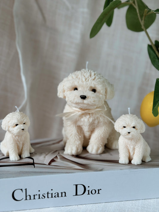 Bougie Puppy family fait main en cire de soja coloris au choix