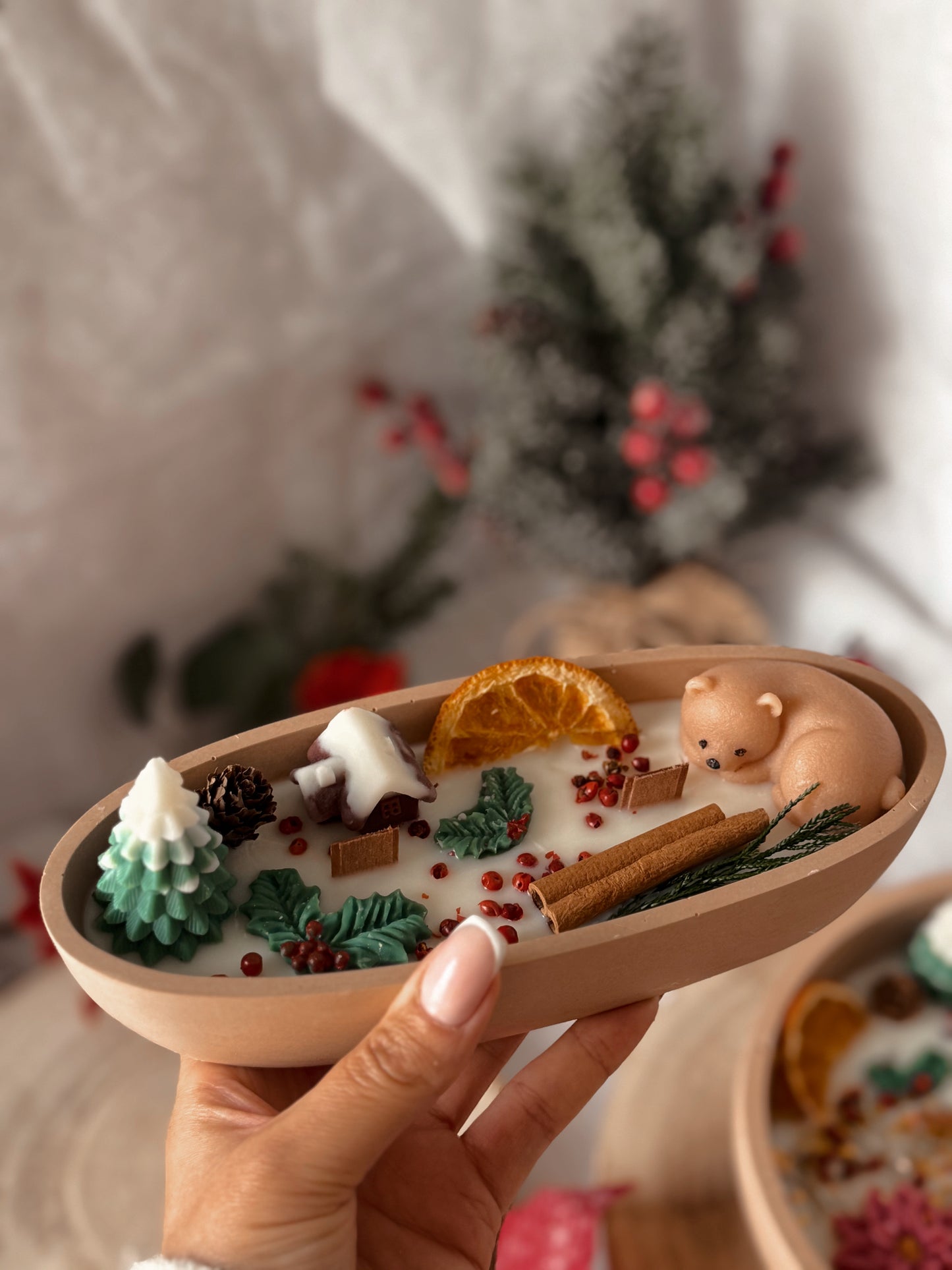 Bougie Centre de table édition limitée Noël Traditionnel senteur pomme cannelle