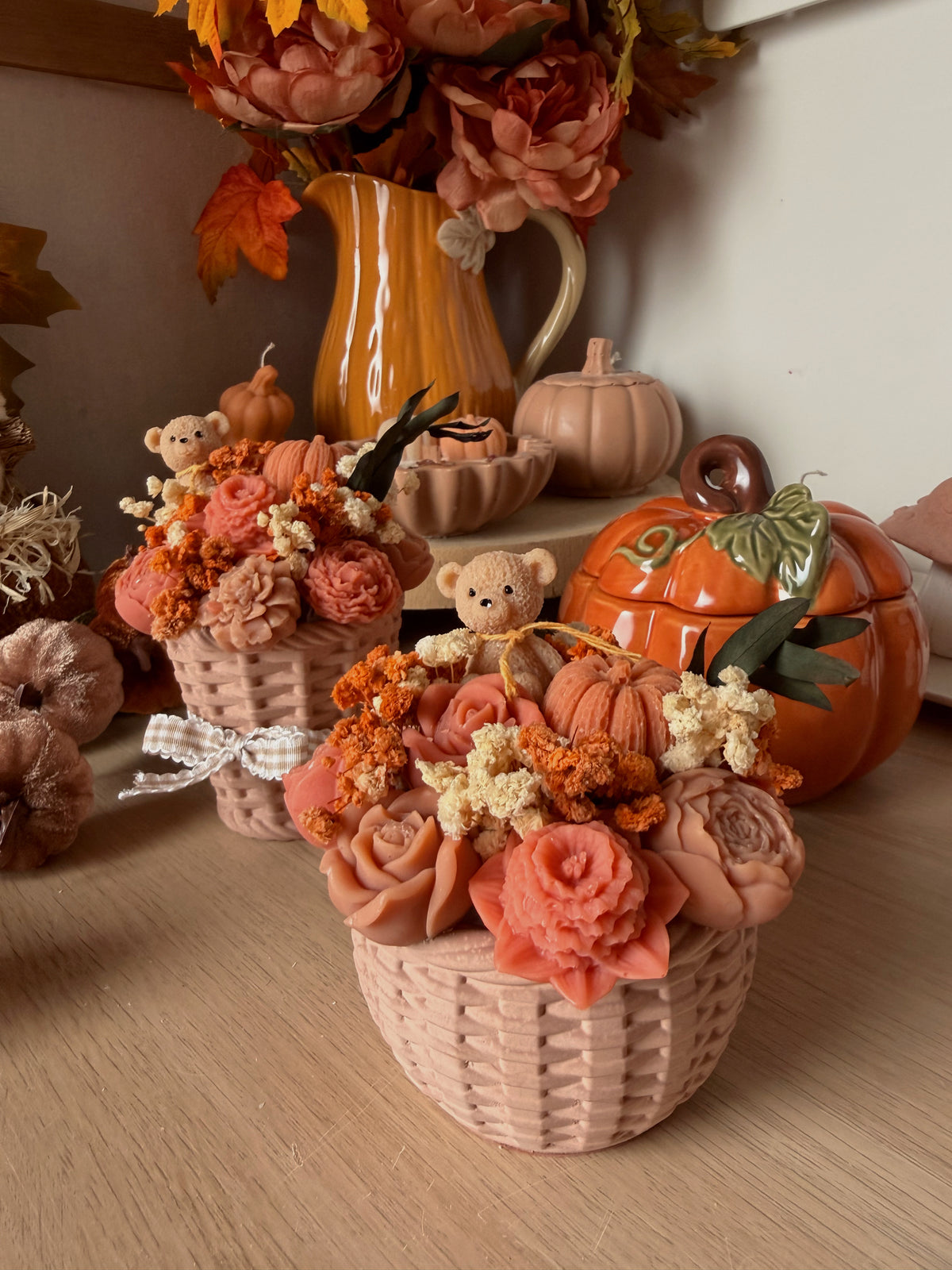 Bouquet de fondants parfumés édition automne panier fait main en jesmonite senteur automne gourmand