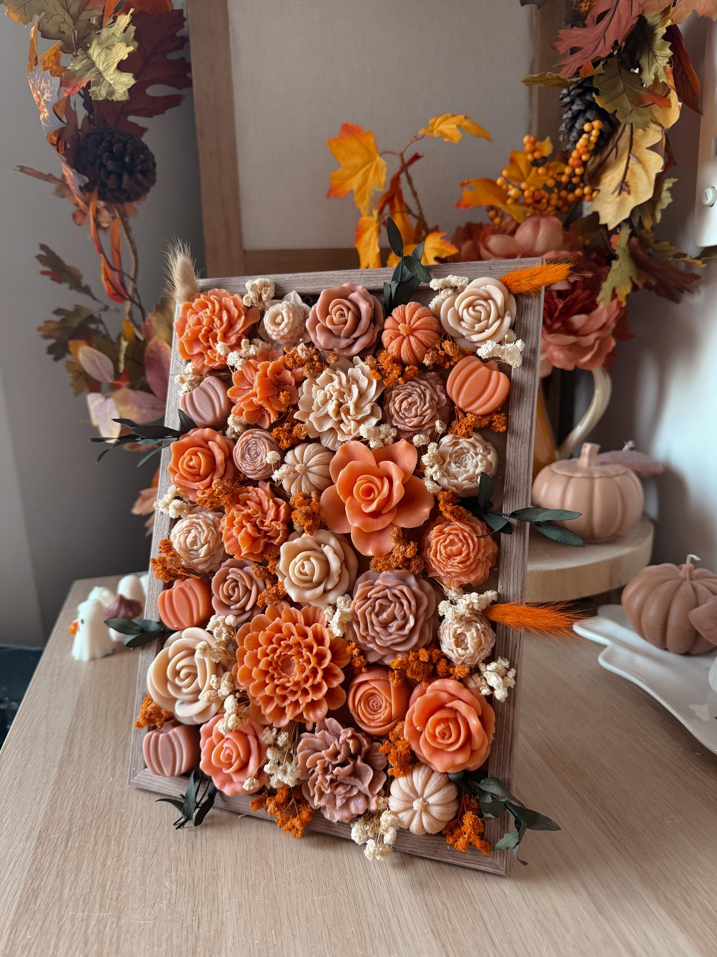 Tableaux grand modèle de fleurs de cire d'olive Parfumées édition limitée d'automne senteur Automne gourmand