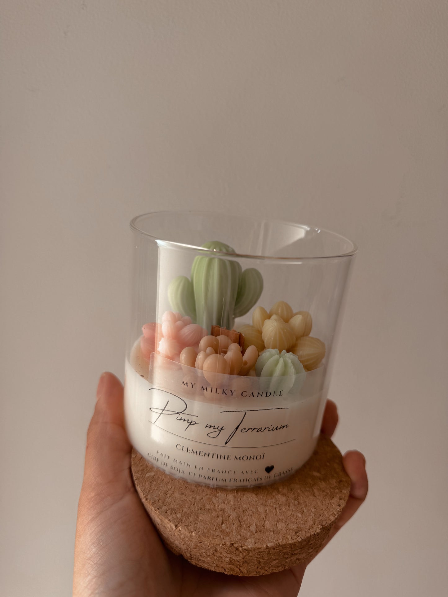 Bougie terrarium en verre senteur clémentine monoï