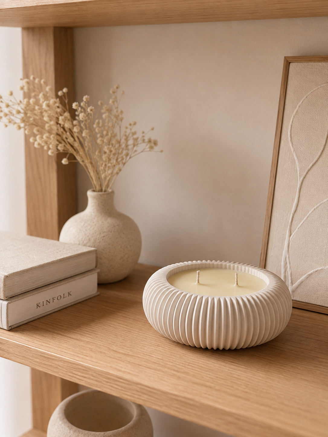 Bougie ronde Sienna fait main en jesmonite coloris et senteur au choix