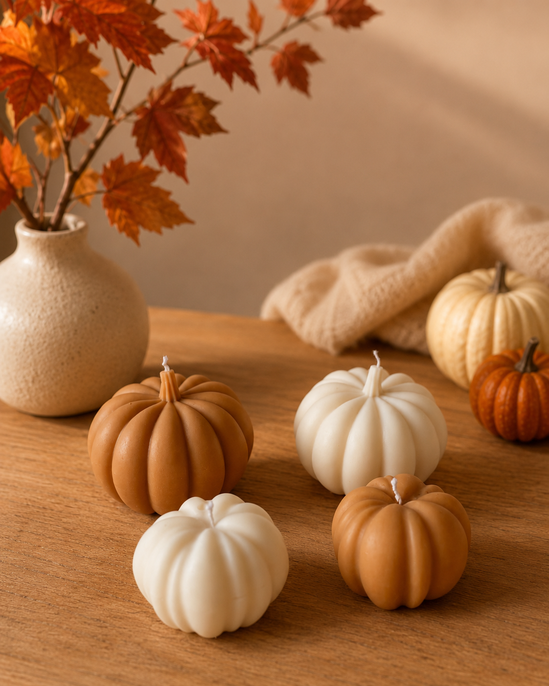 Bougie citrouille cire d'olive orange rouille 2 tailles senteur automne gourmand