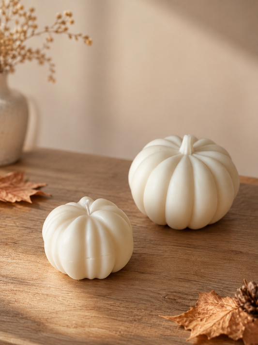 Bougie citrouille cire d'olive créme 2 tailles senteur automne gourmand